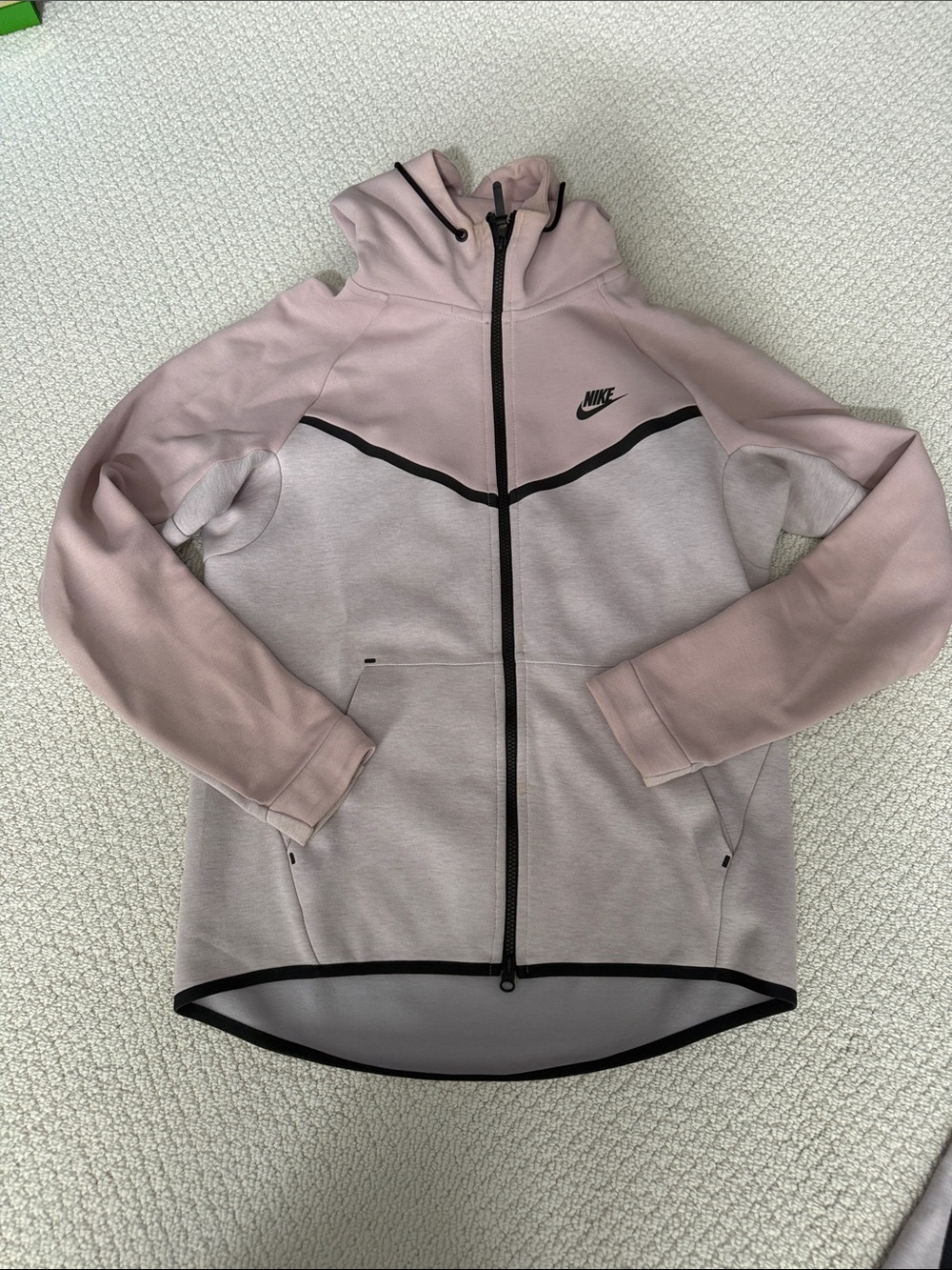 Nike Light Pink and Black Zip Hoodie